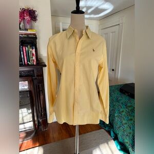 Ralph Lauren Women’s Slim Fit Button Down Oxford Shirt. Soft yellow. Size 12.